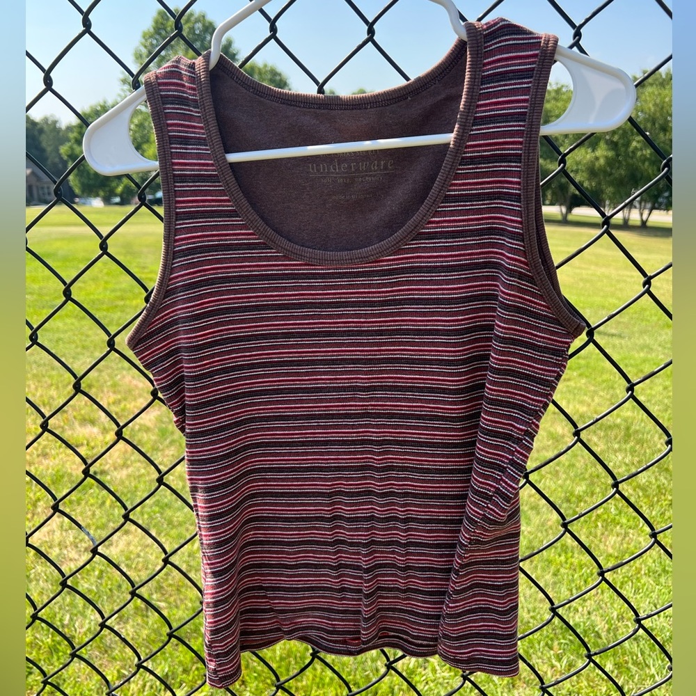 Victoria’s Secret vintage striped brown tank top that fits a medium or large.